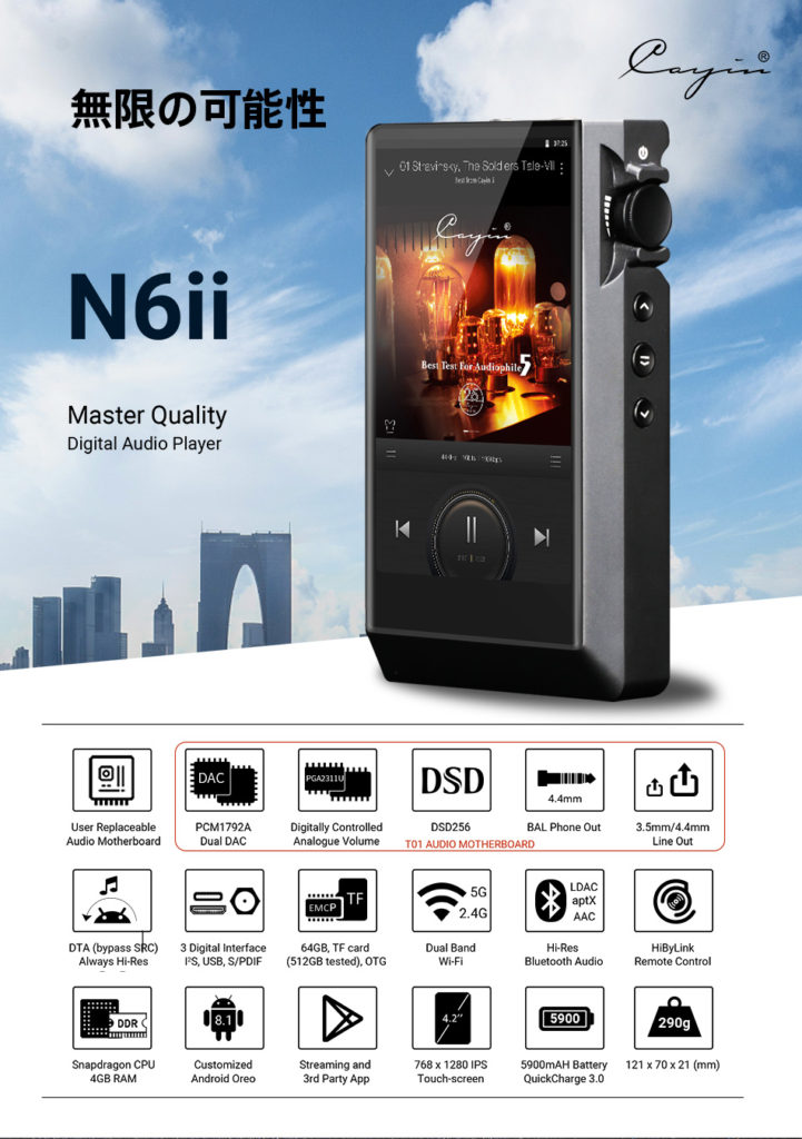 Cayin N6ii/T01 PCM1792Aデュアル搭載DAP 発売開始のお知らせ