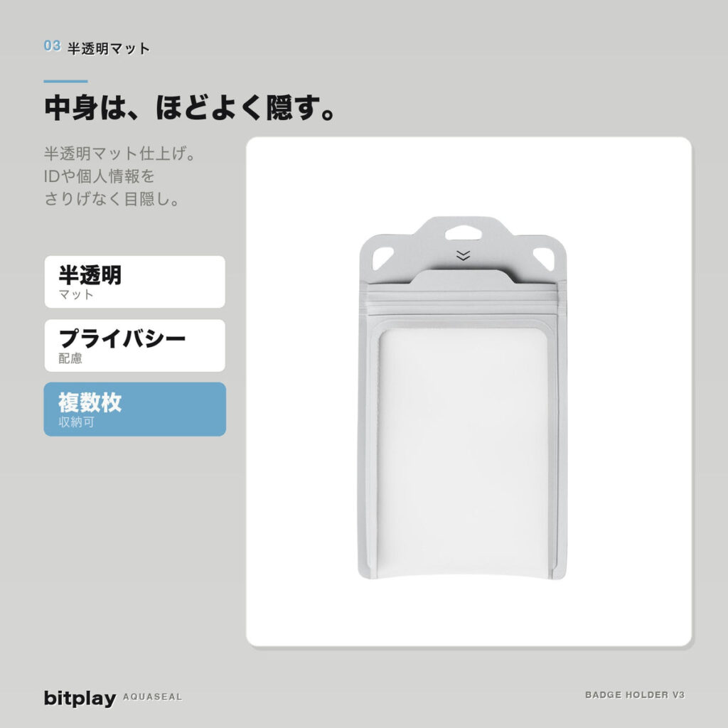 半透明マット仕上げのbitplay・AquaSeal バッジホルダー V3