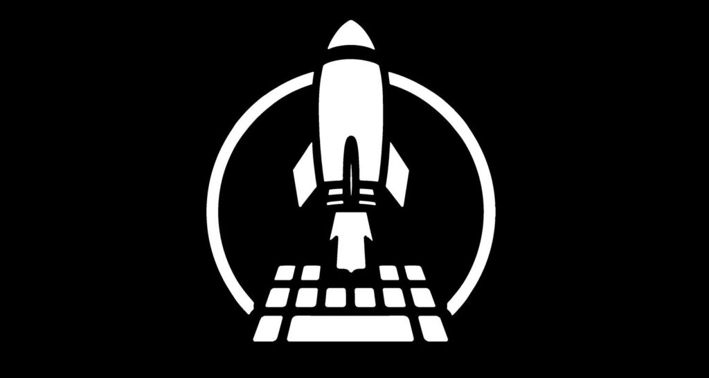 黒背景にロケットのイラストを配したビジュアル。オープンソースのQMKファームウェアによる高いカスタマイズ性を表す